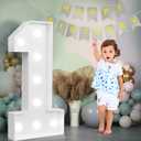 imprsv Marquee Numbers Large 1st-Birthday Decorations: 3ft Light Up Number First Birthday Decoration for Boy Girl One Year Old Birthday Decor Cardboard Party Backdrop Anniversary Big Mosaic Number 1 (White)