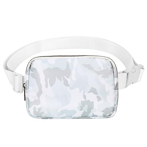VOROLO Fanny Pack For Women And Men Crossbody Bag Belt Bag with Adjustable Strap Graduation Gifts Camo White, Set of 2