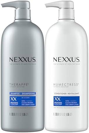 Nexxus Shampoo and Conditioner Therappe Humectress 2 Count for Dry Hair Silicone-Free, Moisturizing Caviar Complex and Elastin Protein for thicker and stronger hair 33.8 oz
