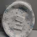 50Pcs Christmas Oval Paper Plates, 10 x 12 Inch Blue and White Winter Snowflake Paper Plates Frozen-theme Wonderland Party Decorations for Winter Holiday Birthday Party Supplies