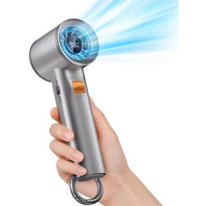 Portable Handheld Turbo Fan for Outdoor,5000 mAh Mini Handheld Personal Pocket Fan for Powerful Airflow Wind ,20Hrs,100 Speeds Adjustable, Digital Display, Gifts for Travel, Outdoor Activities, Camping-Grey