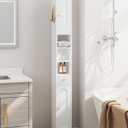 Bathroom Cabinet with Adjustable Shelves, Freestanding Floor Cabinet, Tall Bathroom Storage Cabinet with Doors & Drawer, Narrow Toilet Paper Storage Cabinet, White BC28013X