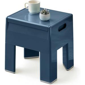 Nightstand Bedside Table with Storage Space, Multifunctional Colorful Plastic End Table Small Side Table for Bedroom, Dorm and Small Spaces, Easy Assembly(14.7" D x 11.8" W x 15.8" H, Blue)