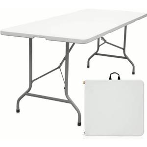 Luonty 6ft Folding Table  Heavy Duty Plastic Table for Patio, Events, or Camping  Portable, Weather-Resistant, Easy to Store  Holds up to 330 lbs