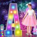 imprsv 4FT Colorful Marquee Letters A, 18 Colors Large Light up Letters Alphabet Sign with Remote, Large Marry Me Sign, Birthday Party Decorations Anniversary Wedding Decoration