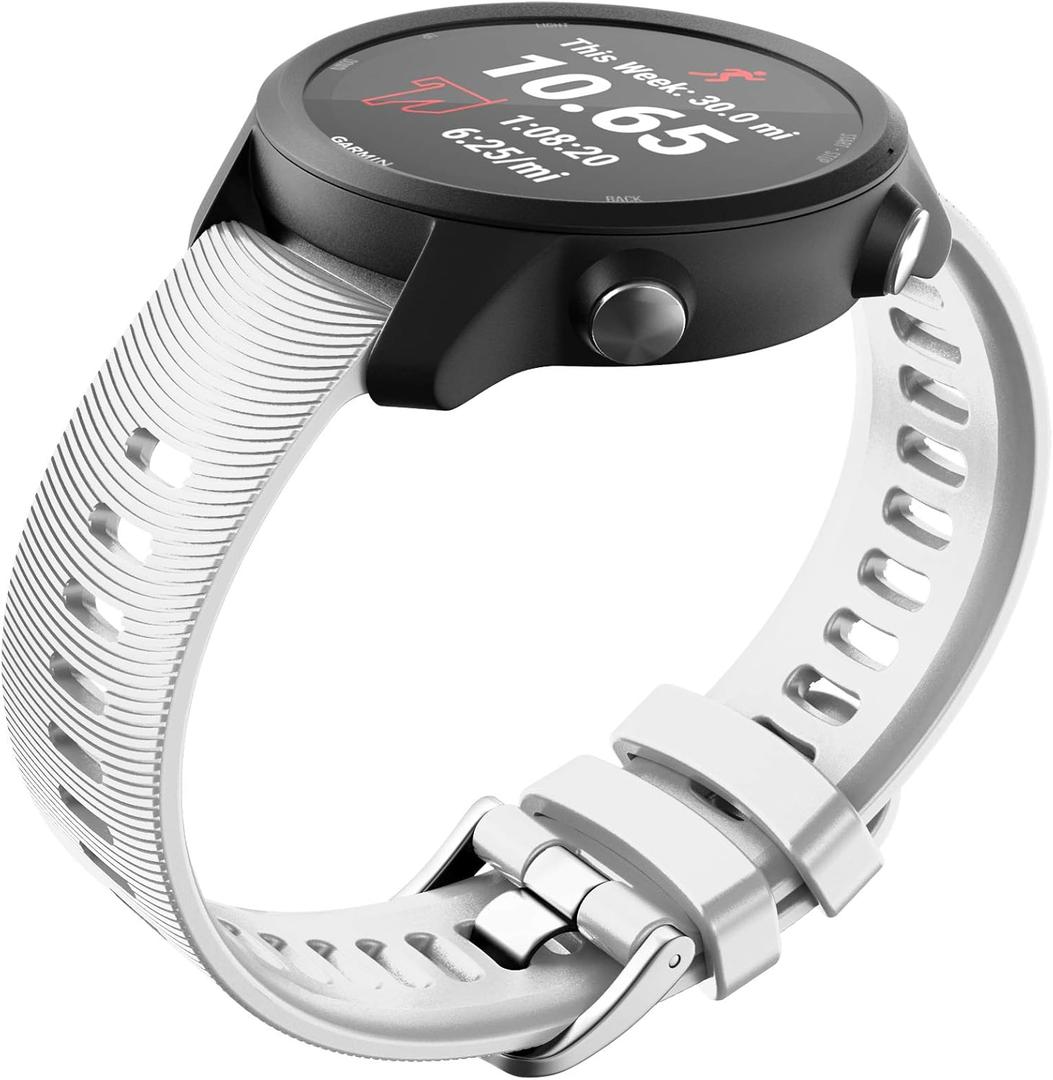 NotoCity Bands for Galaxy Watch 4/4 Classic & Galaxy Watch 5/5 Pro, 20mm Silicone Replacement Strap for Vivoactive 3 Vivoactive 5 Vvomove HR Forerunner 645/245 Music Band (White)