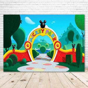 VV Backdrop Mickey Mouse Clubhouse Backdrop for 1st Birthday 7x5ft Cartoon Mickey Mouse Theme Background for Kids First Birthday Party Decorations Vinyl Mickey Park Backdrops for Photoshoot