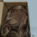 REECHO 12" Ponytail Extension, Classic Loose Curly Wavy Claw Clip Pony tails Hair Extensions Hairpieces for Women - Light Brown with Golden Ends