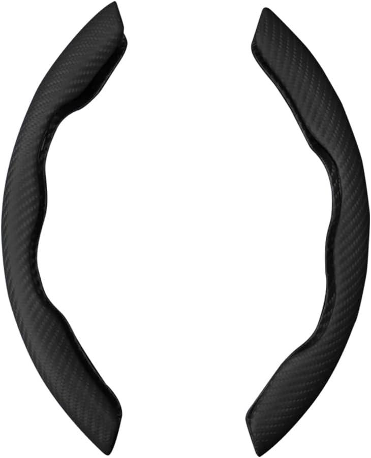 2Pcs Car Steering Wheel Cover Carbon Fiber Look Universal Steering Wheel Booster Cover Auto Anti-Skid Interior Accessories (Black)