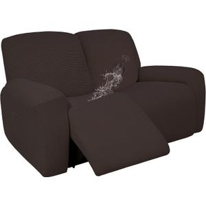 Easy-Going 100% Dual Waterproof Recliner Loveseat Cover, 6-Pieces Stretch Relining Sofa Cover with Pocket, Jacquard 2 Seat Sofa Slipcover Leakproof Washable (Loveseat, Chocolate)