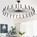 Modern Chandelier 24-Light with G9 Bulbs Included, 53 Inch Adjustable Height Ceiling Fixture - Customizable Drop for Dining Room, Entryway, Bedroom - Black Wrought Iron Matte Finish