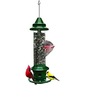 Squirrel Buster Plus Squirrel-proof Bird Feeder w/Cardinal Ring and 6 Feeding Ports, 5.1-pound Seed Capacity, Adjustable, Pole-mountable (POLE ADAPTOR SOLD SEPARATELY), Green