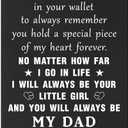TANWIH Dad Gifts from Daughter, Dads Birthday Gifts Ideas - Dads Birthday Card from Daughter, Stocking Stuffers for Dad Christmas Gift, I Love You Daddy Valentines, Fathers Day, Engraved Wallet Card