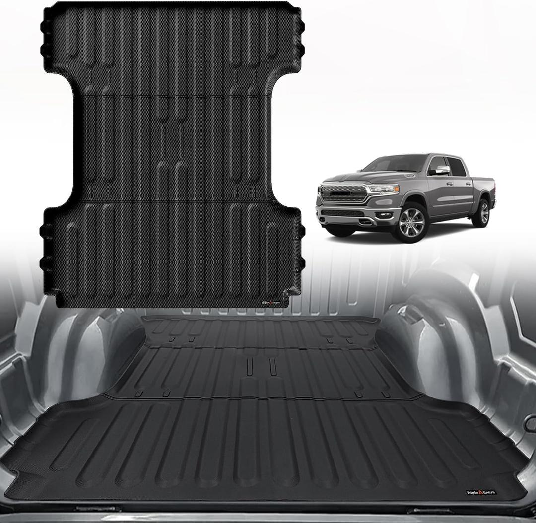 TripleAliners Truck Mat Compatible with 2019-2026 Ram 1500 6.4FT Accessories, Truck Bed Mat Heavy Duty Custom Fit All Weather Protection TPE Pickup Liner