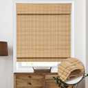 Cordless Bamboo Roman Shades, Light Filtering Bamboo Shades Blinds Window Treatment Roll Up Blind for Windows, 43" W x 64" H, Natural