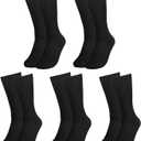 Falari Men Dress Socks 5-Pack Plain Rib Black Dress Socks Cotton Crew Socks Size 10-13 (Black)