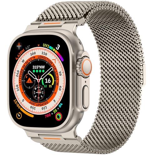 Milanese Loop Compatible for Apple Watch Ultra 3 2 1 Band 49mm 46mm 45mm 44mm 42mm, Men Stainless Steel Rugged Mesh Band with Strong Magnetic Clasp, Adjustable Metal Strap for iWatch Series 11/10/9/8/7/6/5/4/SE/Ultra