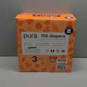 Pura Hypoallergenic Diapers, Size 3 (9-20 lbs) Monthly Pack, Overnight, up to 12 Hours Leak Protection, Suitable for Sensitive Skin, TCF, Super Soft Organic Cotton, 6 Packs of 26 (156 Baby Diapers)