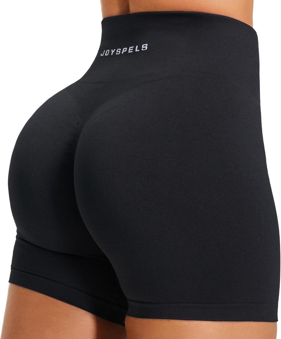 JOYSPELS Gym Shorts Women Workout Biker Shorts Scrunch Butt No Front Seam Running Athletic Yoga (X-Small, Pirate Black)