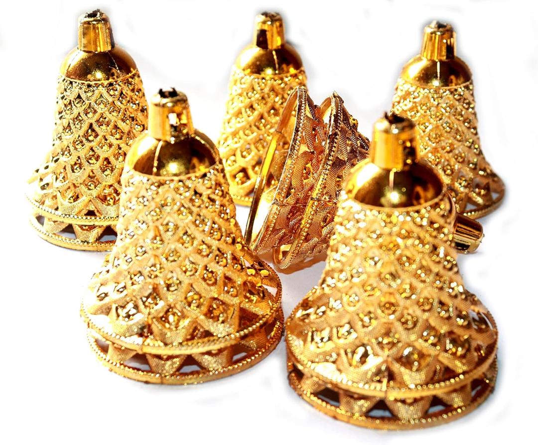 NANNUDECO Plastic Bells for Home Decor Ornaments Christmas Decor Hanging Bell for Craft 2.5 inch (12)