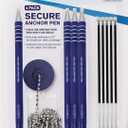 Nadex Ball and Chain Security Pen Set | 4 Pens, 1 Adhesive Mount, and 5 Refills (Blue)