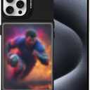 Display Phone Case for iPhone 16 Pro Max Clear Back Card Holder Case with Built-in Kickstand, Includes 5 Protective Card Sleeves, Slim Drop Protection (Black)