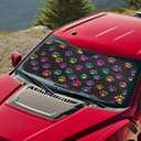 Colorful Dog Paw Print Car Sun Shade for Windshield Sun Shield for Front Window Blocks UV Rays Easy to Install Car Interior Accessories Sun Protection for Cars Truck SUV