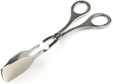 BORDSTRACT Serving Tongs, 2Pcs Stainless Steel Bread Clip, Thickening Scissors Shape Buffet Tongs, Mini Tongs for Salad, Steak, BBQ Baking, Fried, Party Catering