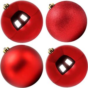 Extra Large Size Outdoor Christmas Ornaments, Oversized Huge Big Shatterproof Xmas Christmas Plastic Balls for Outside Lawn Yard Tree Hanging Decorations (6"/150mm, Red, 4 Packs)
