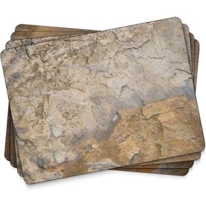 Pimpernel Earth Slate Collection Placemats | Set of 4 | Heat Resistant Mats | Cork-Backed Board | Hard Placemat Set for Dining Table | Measures 15.7” x 11.7”