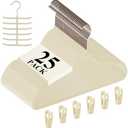 VECELO Premium Velvet Clothes Hangers Suit Heavy Duty (25 Pack)-Non Slip & Space-Saving with 6 Finger Clips & Tie Rack Excellent for Men and Women，Light Beige