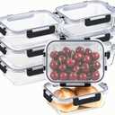 8 Pack 36oz Large Glass Meal Prep Containers with lids, Glass Food Storage Containers with Leak Proof Snap Lock Lids , Airtight Bento lunch Boxes, Kitchen Storage, Oven, Freezer and Dishwasher Safe (Black)