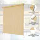 AOSKY Outdoor Roller Shades, Cordless Patio Shades Roll Up Outdoor Blinds | 48"W x 96"H, Wheat, Roller Blinds Cloth for Porch Pergola Balcony Backyard Windows,Wheat, 48"W x 96"H