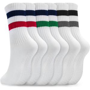 Pilates Socks for Women Non Slip, Cotton Crew Grippy Yoga Socks with Grips for Maternity Hospital Workout, 3 Pairs