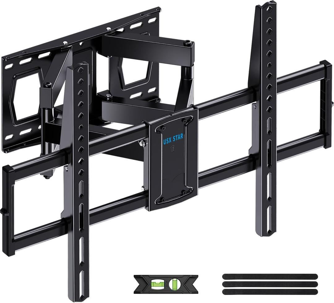 USX STAR Full Motion TV Wall Mount for 37-85 Inch TVs Mounts Up to 132lbs, Fit 16" Wood Stud, Max VESA 600x400mm, Swivel and Tilt Articulating Wall Mount TV Bracket,Fit Most 55+ 65 70 75 inch TVs