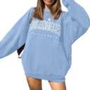 LilyCoco Womens Oversized Graphic Sweatshirt Long Sleeve Crewneck Pullover Shirt Blue Small (Blue, S)