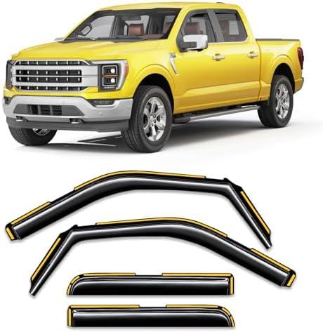 Window Rain Guard for Ford F150 2021 2022 2023 2024 2025 2026 SuperCrew Truck Rain Guards Side Window Visors Low Profile Vent Visor Window Deflectors Vent Shades Car Accessories