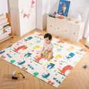 Baby Crawling Mat Foldable Baby Play Mats for Floor Reversible Playmat for Babies Foam 74 x 50 Inch, Waterproof Anti-Slip Non-Toxic Foam Playmats for Baby