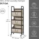 GRANNY SAYS 3 Tier Laundry Sorter, Laundry Basket with Wheels, Laundry Room Organization and Storage, 3 Section Rolling Laundry Cart for Dorm, Bathroom, Bedroom, Closet, Light Khaki