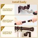 YaFex Curtain Rods 2 Pack 32-84 Inch, Heavy Duty 1 Inch Curtain Rod, Bronze Long Adjustable Window Treatment Rods, Modern Design, Easy Installation