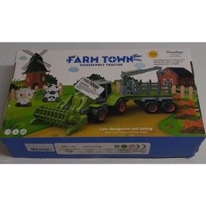 Asago Tractor Car Toy with Trailer and 10 Farm Animals Finger Toys for Toddler, Kids 2 3 4 5 6, Assembly Need 62Pieces Contruction Harvester Take Part Vehicle