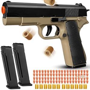 Shell Ejecting Toy Gun, Semi-Automatic Soft Bullet Toy Guns for Boys 8-12, Cool Toy Pistol with 100 Soft Bullets, Educational Model Outdoor Shooting Game