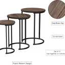 Lavish Home Nesting Tables - Set of 3 Round Side Tables for Living Room, Bedroom, or Home Office - Woodgrain-Look End Table Set - Modern Living Room Furniture (Gray/Brown)