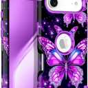 Rancase for iPhone Air Case,Three Layer Heavy Duty Shockproof Protection Hard Plastic Bumper +Soft Silicone Rubber Protective Case for Apple iPhone 17 Air 6.5 inch,Glow in The Dark-Purple