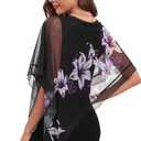 SeSe Code Women's Elegant Mesh Blouses Flowy Poncho Tops Dressy Casual Shirts