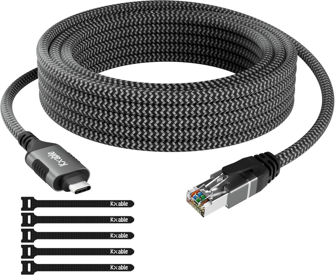USB C to Ethernet Cable 4FT, Type C to RJ45 Cord, Gigabit Directly Connected, Thunderbolt 3/4 Compatible, for MacBook Pro/Air, iPad Pro, XPS, iPhone 17/16/15 Series, Galaxy S25, Laptop, Tablet, etc