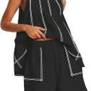 Women's Summer 2 Piece Shorts Set Sleeveless Elastic Waist Shorts with Pockets,  Large