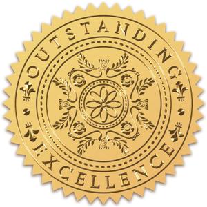 CRASPIRE 2 Inch Certificate Seals Gold Foil Outstranding Excellence 100pcs Self Adhesive Embossed Seals Gold Stickers Medal Decoration Labels for Envelopes Diplomas Certificates Awards Graduation