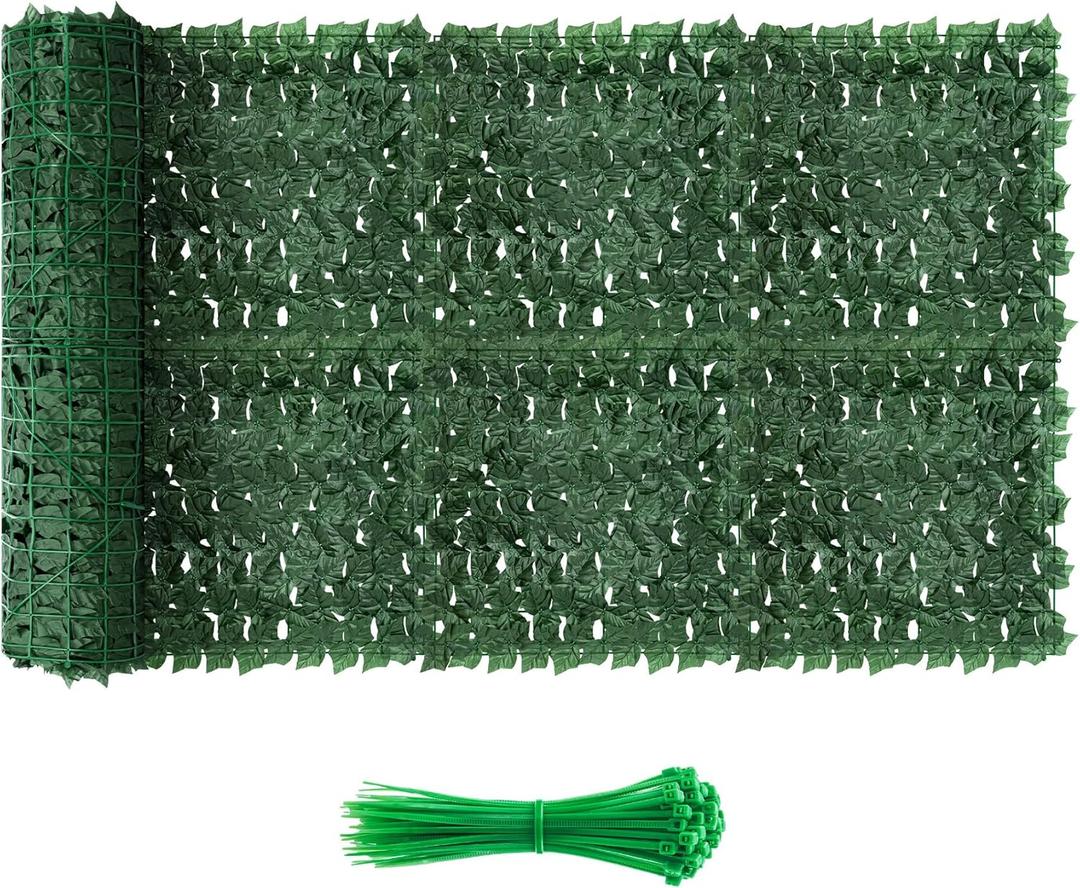 Artificial Ivy Privacy Fence Screen, 240x40 inch Dense Leaf Green Ivy Wall Panel, Super Privacy Greenery Backdrop Faux Ivy Greenery for Patio, Balcony, Garden, Backyard Indoor Outdoor Decor