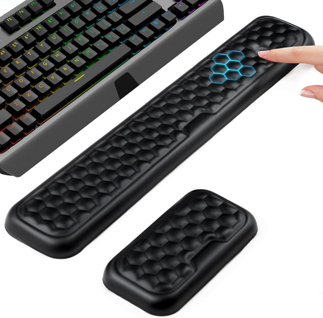 Wrist Rest for Keyboard and Mouse, gliship Wrist Rest for Computer Keyboard Mouse Memory Foam, Keyboard Arm Rest Wrist Support for Keyboard PU Leather with Non-Slip PU Silicone Base Pain Relief Black Wrist Rest for Keyboard and Mouse, gliship Wrist Rest for Computer Keyboard Mouse Memory Foam, Keyboard Arm Rest Wrist Support for Keyboard PU Leather with Non-Slip PU Silicone Base Pain Relief Black